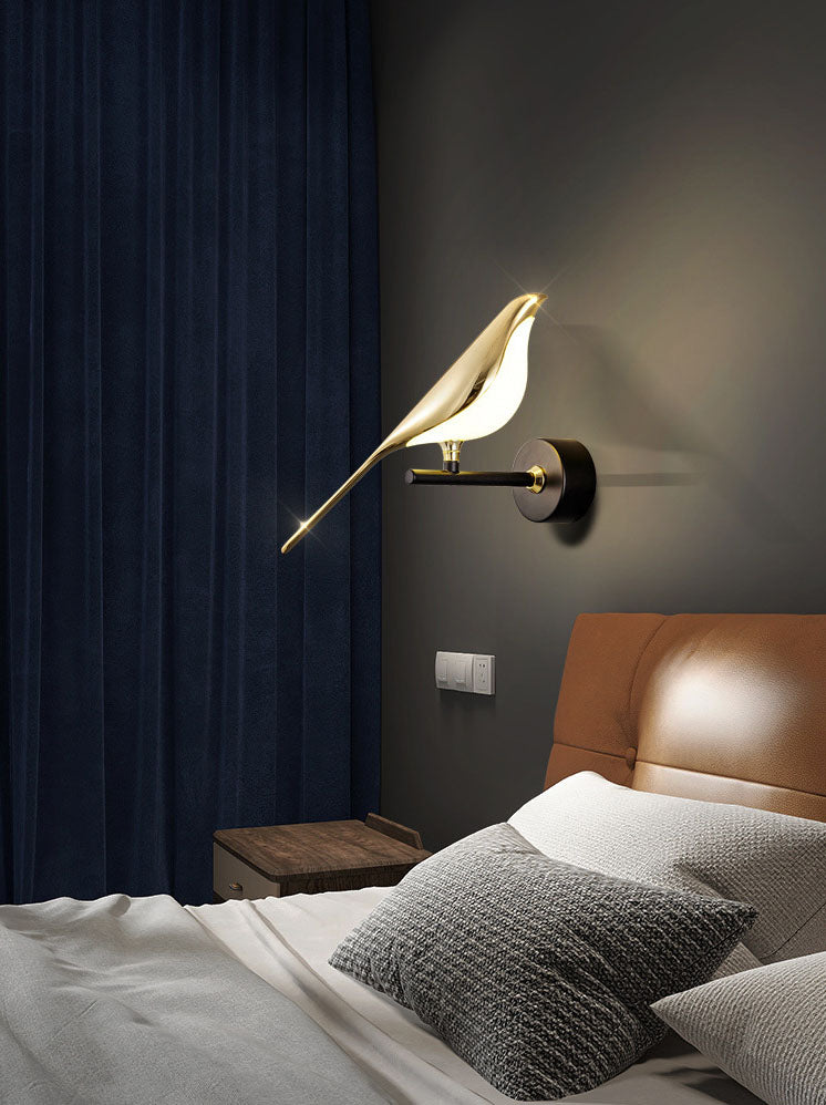 Lámpara de montaje de pared acrílica contemporánea para la pared de la pared del pájaro para sala de estar