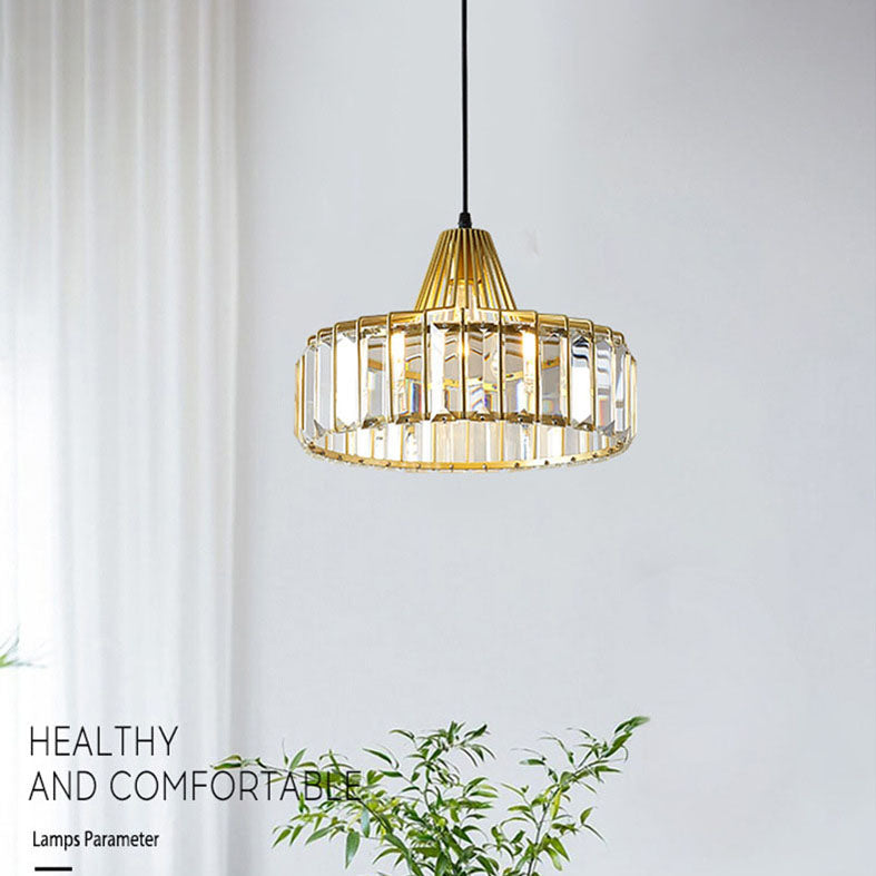 Lampe suspendue à pendentif de dôme créatif moderne lampe suspendue en fer forgé avec de l'ombre en cristal