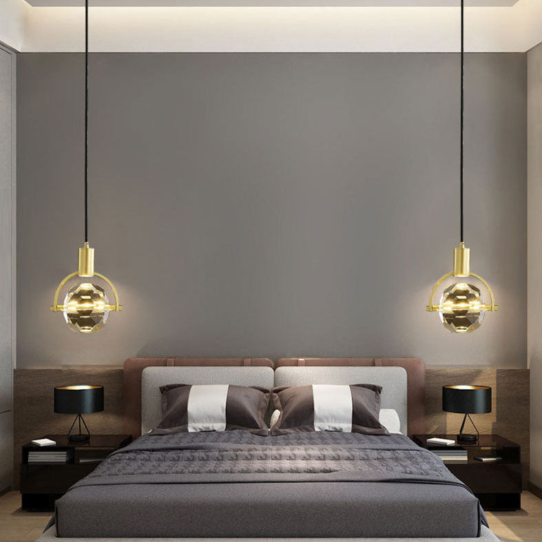 Ball Light Suspension Pendant Modern Simple Crystal Hanging Lights for Bedside