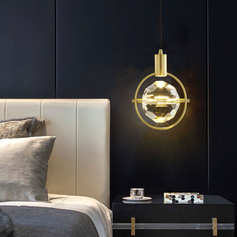 Ball Light Suspension Pendant Modern Simple Crystal Hanging Lights for Bedside