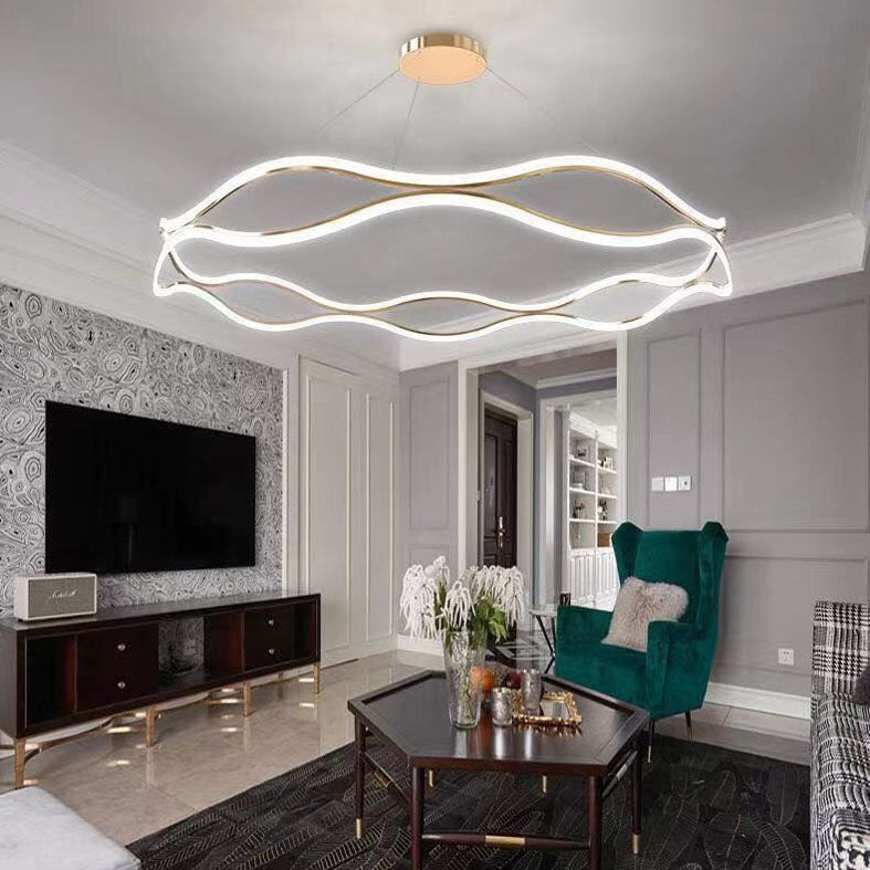 Funzionamento lampada del lampadario ad onde metalliche in stile minimalista LED Apparecchio di illuminazione a ciondolo
