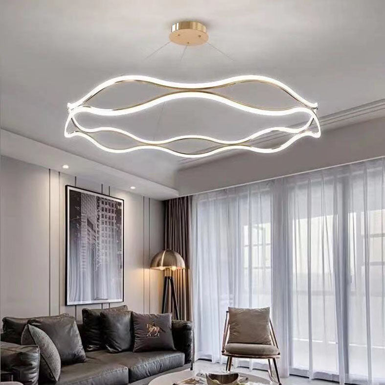 Funzionamento lampada del lampadario ad onde metalliche in stile minimalista LED Apparecchio di illuminazione a ciondolo