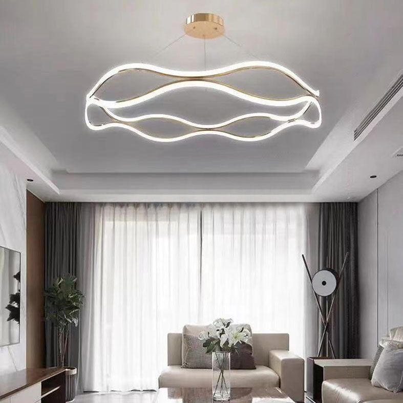 Funzionamento lampada del lampadario ad onde metalliche in stile minimalista LED Apparecchio di illuminazione a ciondolo