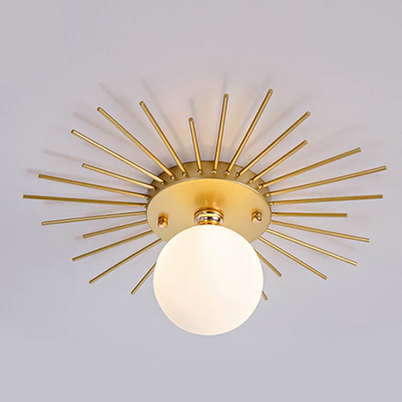 Zeitgenössische 1-Licht-Globus-Deckenleuchte aus Glas für die Unterputzmontage im Flur