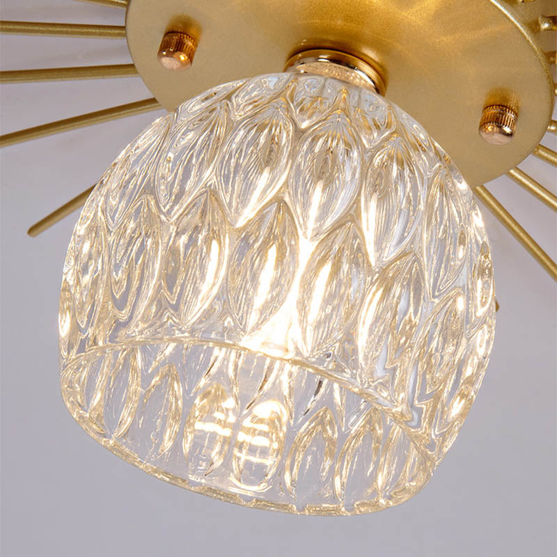 Zeitgenössische 1-Licht-Globus-Deckenleuchte aus Glas für die Unterputzmontage im Flur