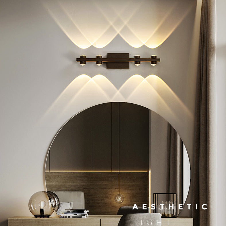 Lampada a montaggio a parete lineare moderna lampada a parete in metallo a 1 luce per bagno