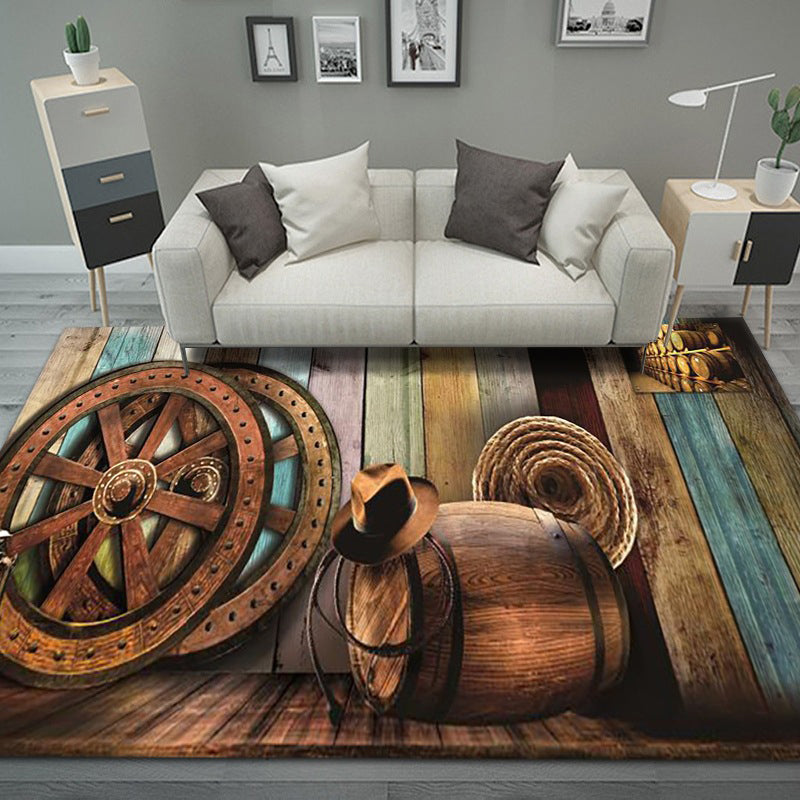 Stylish Area Rug Floral Rose Polyester Non-Slip Backing Carpet Indoor Rug for Living Room Decor