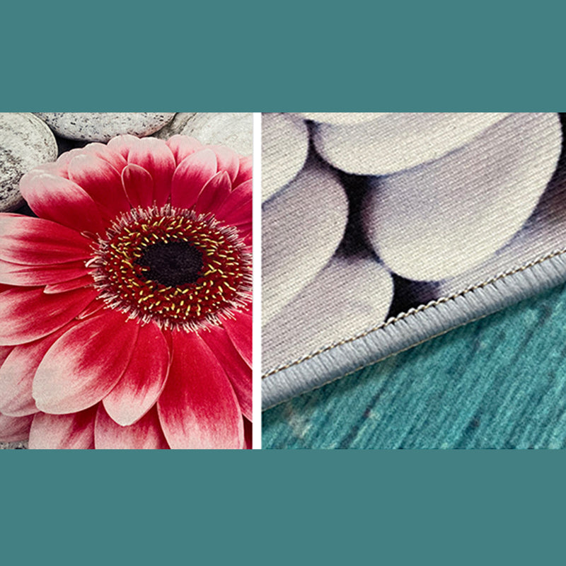 Stylish Area Rug Floral Rose Polyester Non-Slip Backing Carpet Indoor Rug for Living Room Decor