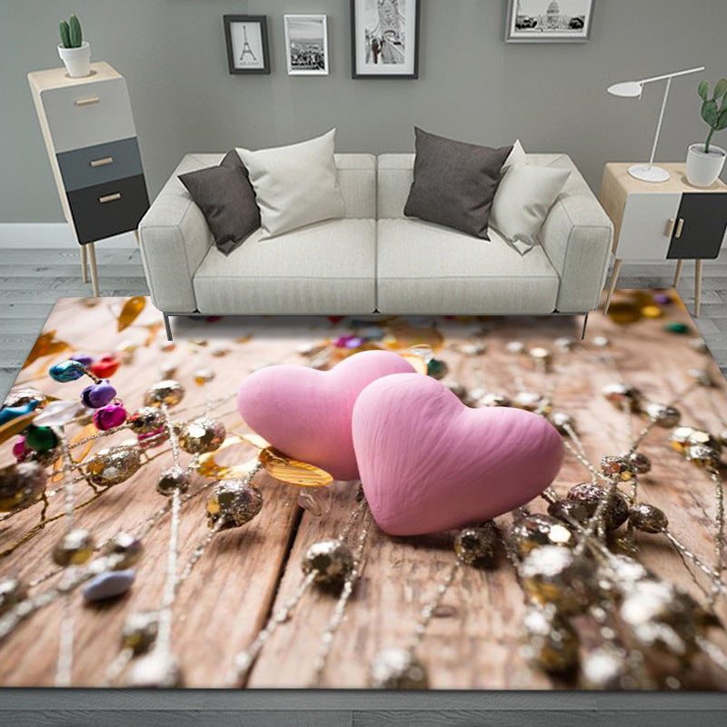 Stylish Area Rug Floral Rose Polyester Non-Slip Backing Carpet Indoor Rug for Living Room Decor