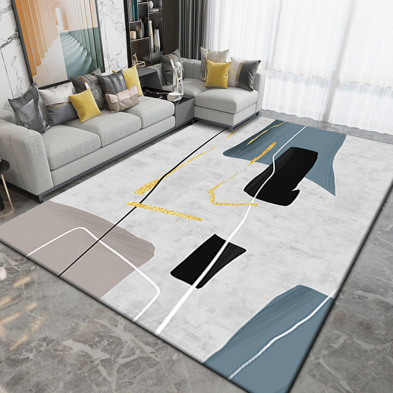 Luxury Indoor Area Rug Geometric Lines Polyester Carpet Anti Slip Backing for Living Room Rug