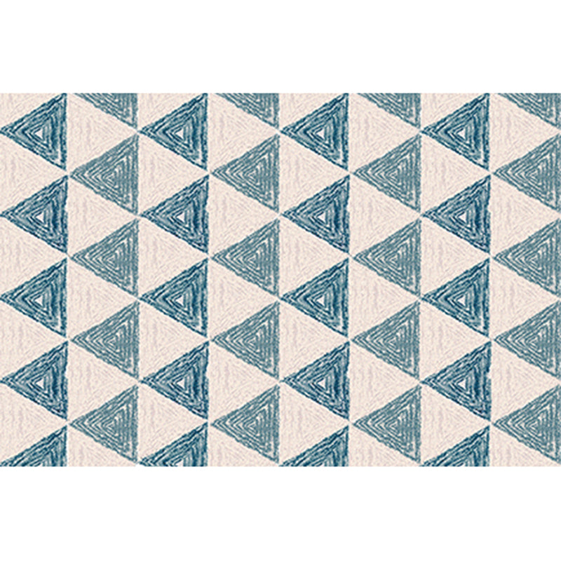 Blue Modern Rug Polyester Geometric Pattern Area Rug Non-Slip Backing Carpet for Home Decor