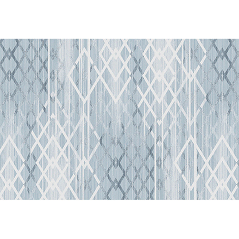Blue Modern Rug Polyester Geometric Pattern Area Rug Non-Slip Backing Carpet for Home Decor