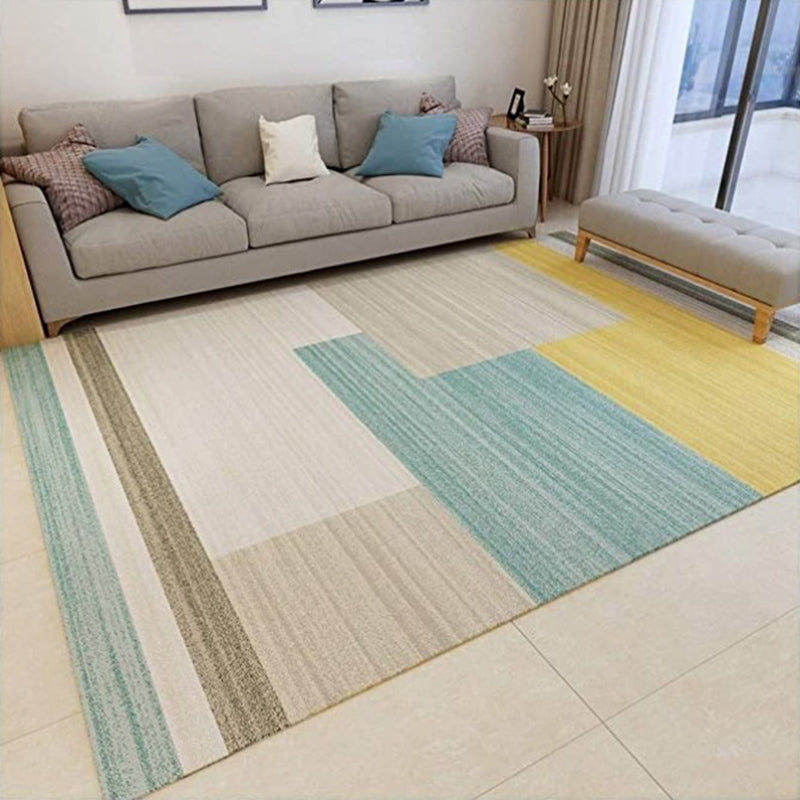 Gray Modern Indoor Rug Polyester Geometric Area Rug Non-Slip Backing Carpet for Living Room