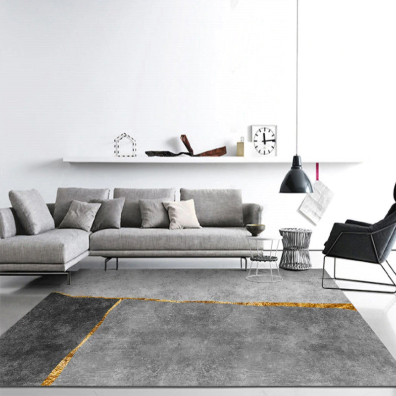Tapis d'intérieur moderne gris en Polyester, bloc de couleur, antidérapant, pour la décoration de la maison
