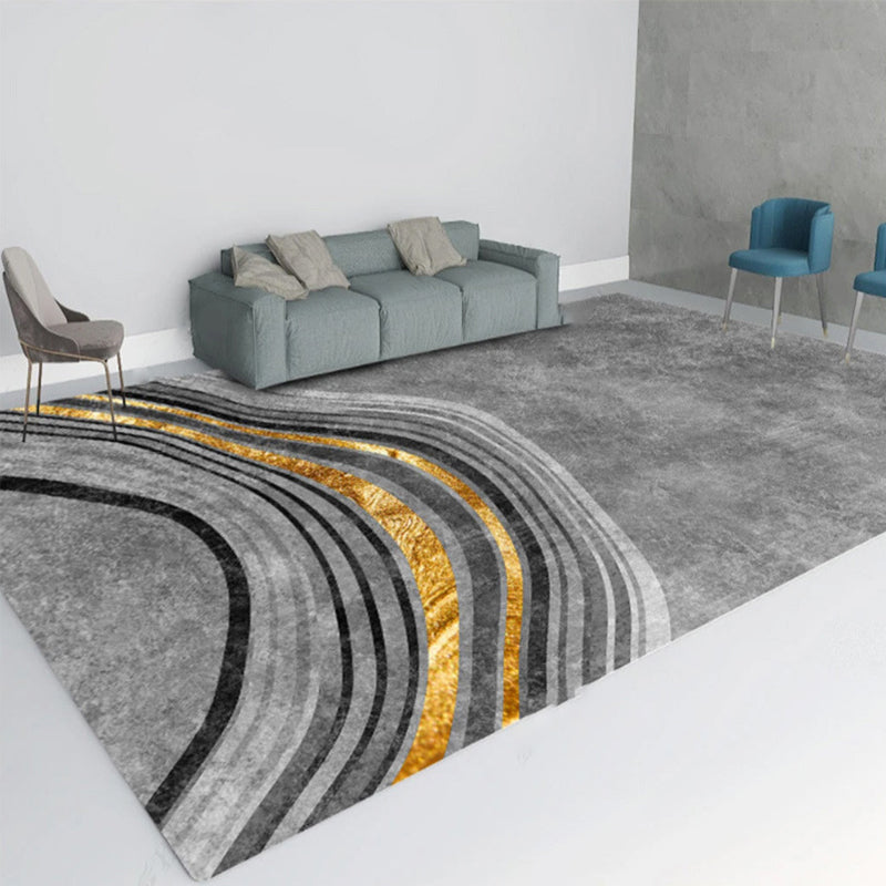 Grey Modern Indoor Rug Polyester Color Block Area Rug Non-Slip Area Carpet for Home Decor