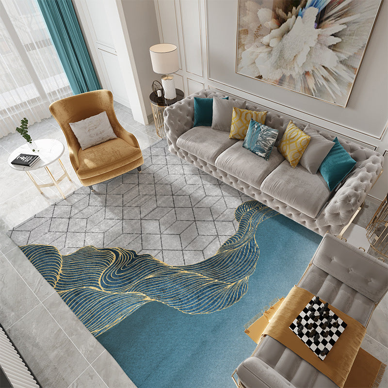 Tapis d'intérieur moderne gris en Polyester, bloc de couleur, antidérapant, pour la décoration de la maison