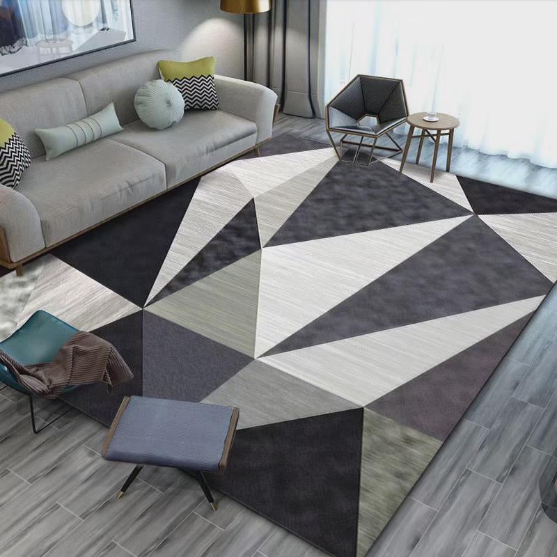 Minimalist Geometric Printed Carpet Non-Slip Backing Area Rug Polyster Rug for Living Room