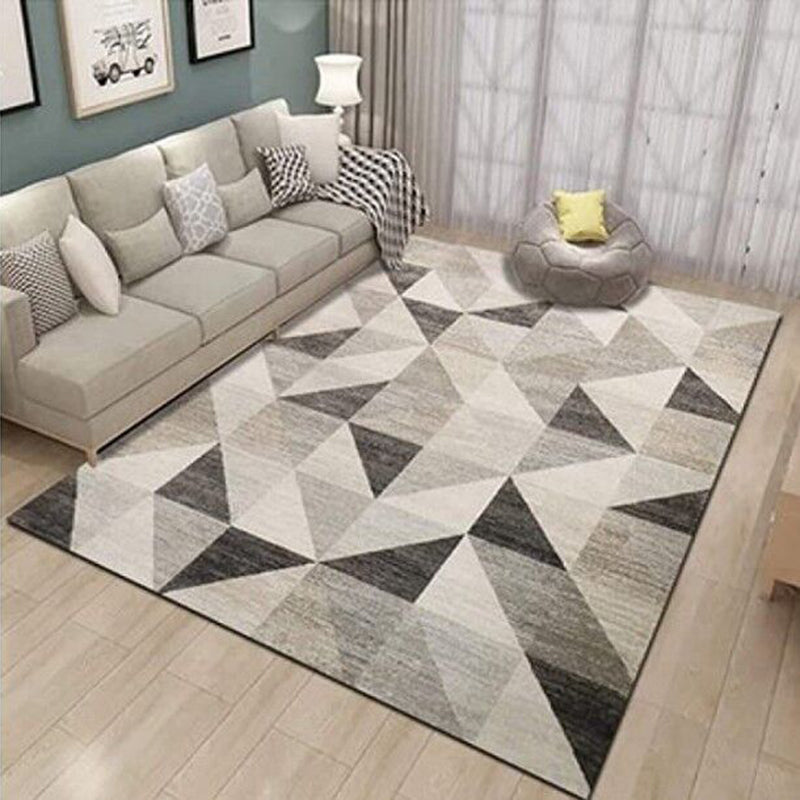 Black Modern Area Rug Polyester Geometric Rug Non-Split Backing Carpet for Home Decoration