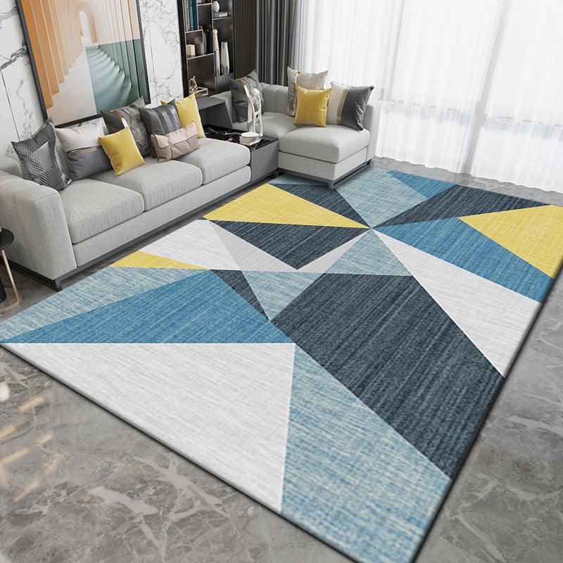 Minimalist Indoor Rug Geometry Pattern Polyester Stain Resistant Area Rug for Living Room