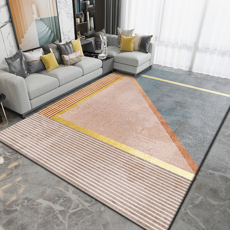 Minimalist Indoor Rug Geometry Pattern Polyester Stain Resistant Area Rug for Living Room