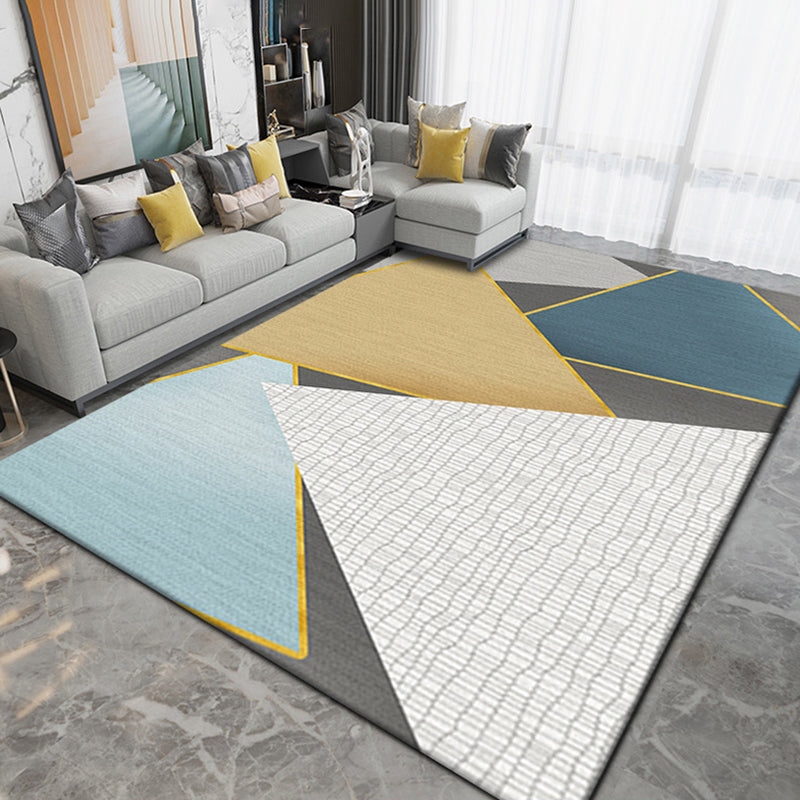 Minimalist Indoor Rug Geometry Pattern Polyester Stain Resistant Area Rug for Living Room
