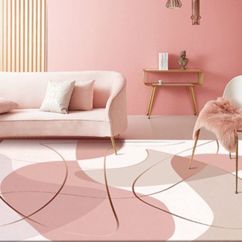 Pink Modern Carpet Polyester Geometric Rug Anti-Split Backing Area Rug for Home Decor