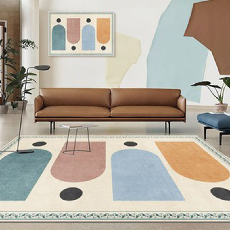 Pink Modern Carpet Polyester Geometric Rug Anti-Split Backing Area Rug for Home Decor