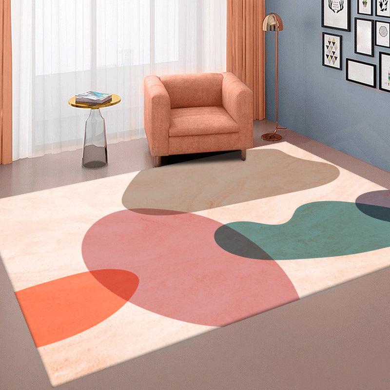 Pink Modern Carpet Polyester Geometric Rug Anti-Split Backing Area Rug for Home Decor