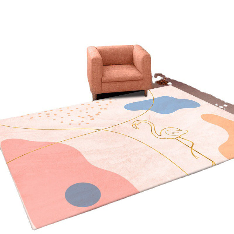 Pink Modern Carpet Polyester Geometric Rug Anti-Split Backing Area Rug for Home Decor