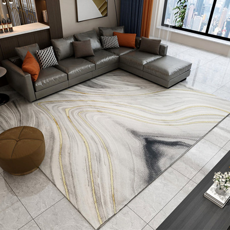 Blue Modern Rug Polyester Abstract Carpet Non-Slip Backing Area Carpet for Home Decoration