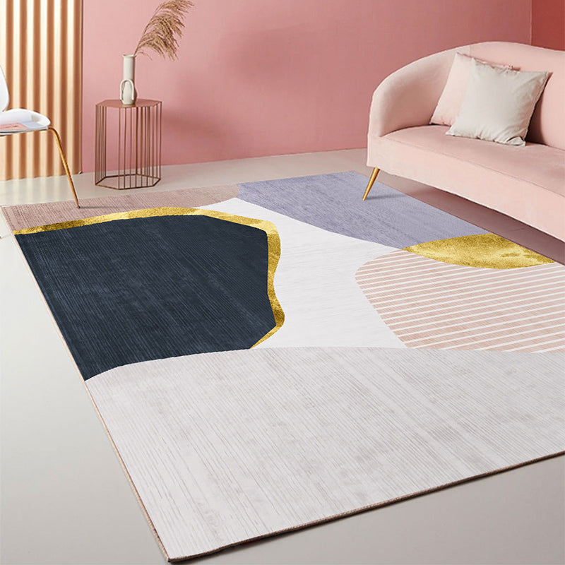 Tapis d'intérieur nordique moderne, couleur Morandi, en Polyester, avec support antidérapant, pour salon