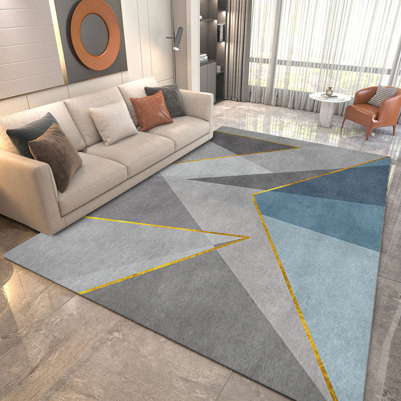 Minimalist Indoor Rug Geometry Pattern Modern Rug Polyester Anti-slip Area Rug for Living Room
