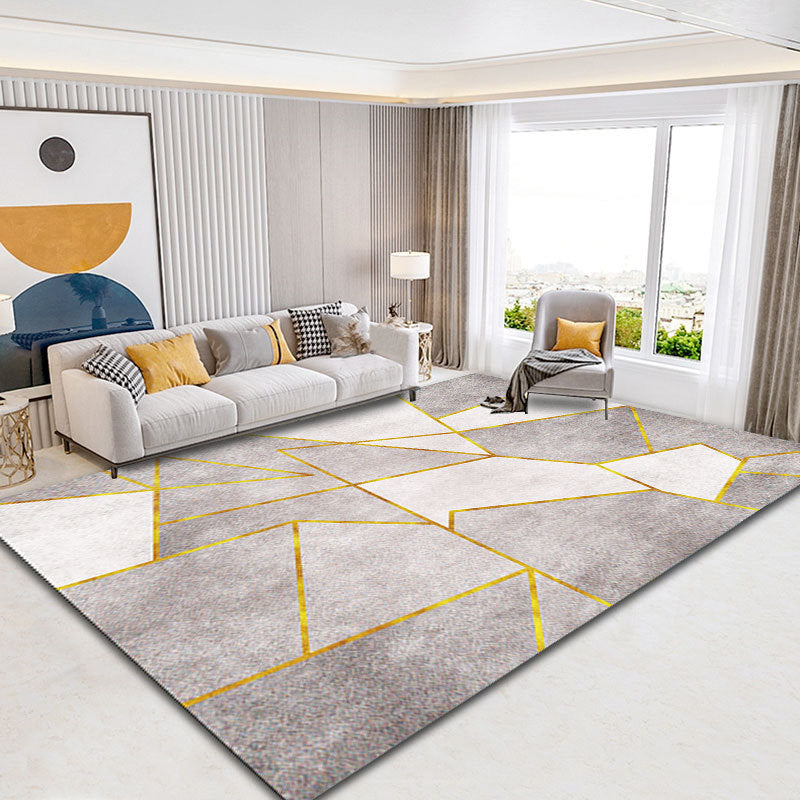 Minimalist Indoor Rug Geometry Pattern Modern Rug Polyester Anti-slip Area Rug for Living Room