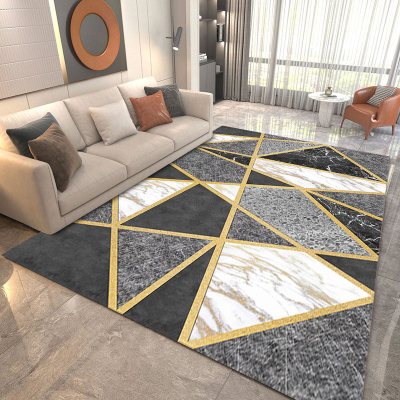 Minimalist Indoor Rug Geometry Pattern Modern Rug Polyester Anti-slip Area Rug for Living Room
