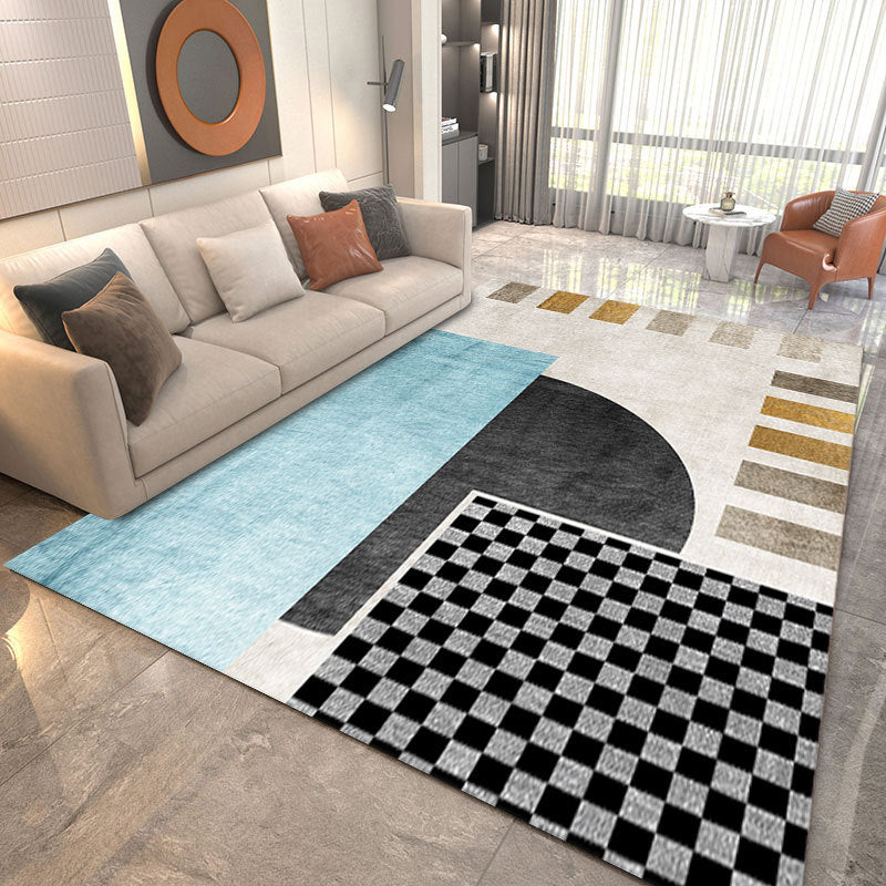 Minimalist Indoor Rug Geometry Pattern Modern Rug Polyester Anti-slip Area Rug for Living Room