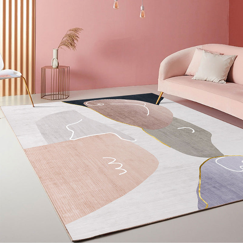 Nordic Color Block Carpet Polyster Indoor Rug Stain Resistant Area Carpet for Living Room