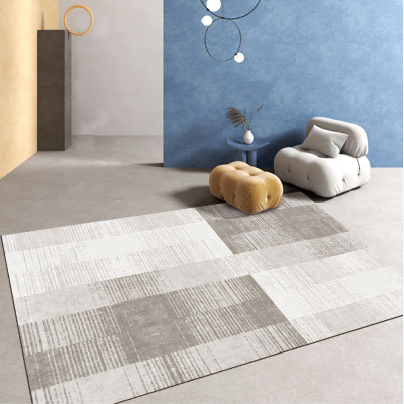 Grey Modern Rug Polyester Stripe Indoor Rug Stain Resistant Carpet for Home Decoration