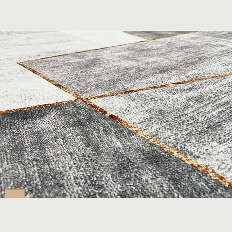 Grey Modern Rug Polyester Stripe Indoor Rug Stain Resistant Carpet for Home Decoration