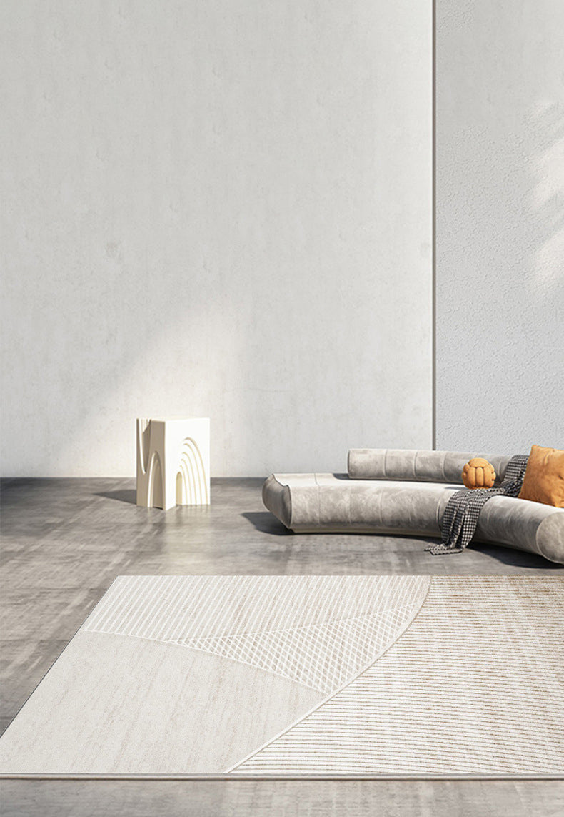 Grey Modern Rug Polyester Stripe Indoor Rug Stain Resistant Carpet for Home Decoration