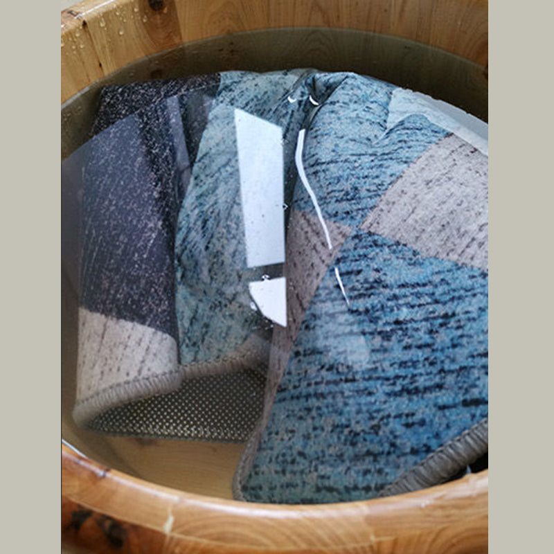 Blue Contemporary Indoor Rug Polyester Geometric Carpet Anti-Split Backing for Indoor Carpet