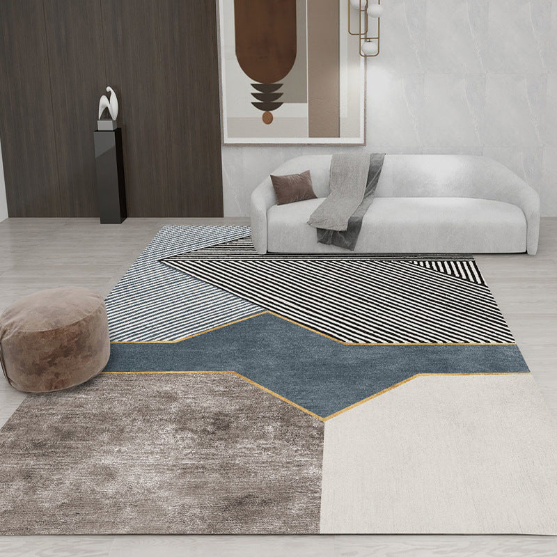 Minimalist Indoor Rug Geometry Pattern Modern Rug Polyester Anti-slip Area Rug for Living Room