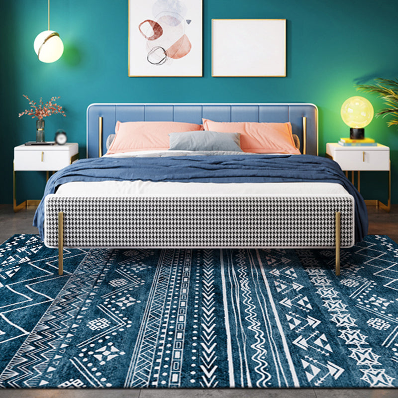 Multicolor Ethnic Print Rug Polyester Antique Carpet Non-Slip Backing Indoor Rug for Home Decoration