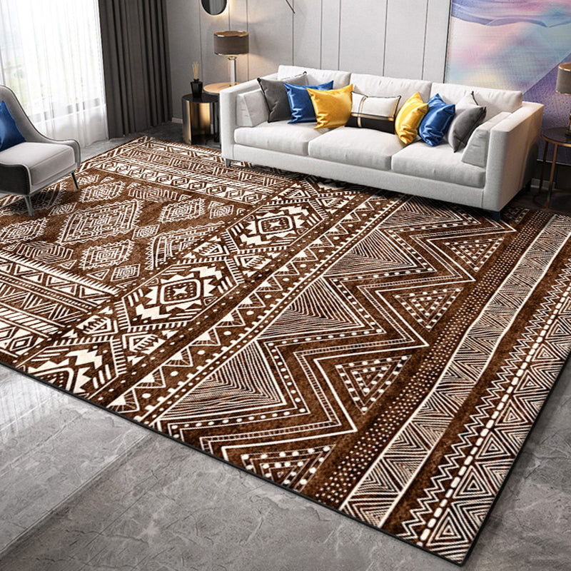 Mehrfarbiger ethnischer Print Teppich Polyester Antiquen Teppich nicht rutschfestem Innenteppich für die Heimdekoration