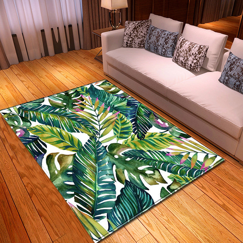 Multicolored Plants Print Rug Contemporary Natural Carpet Friendly Washable Carpet for Living Room