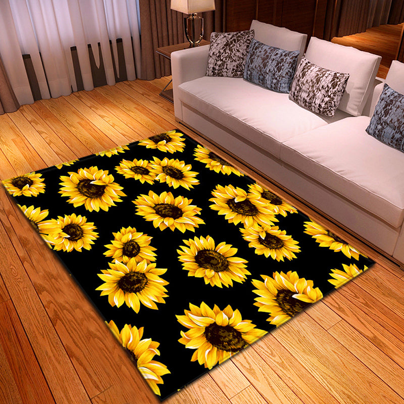 Multicolored Plants Print Rug Contemporary Natural Carpet Friendly Washable Carpet for Living Room