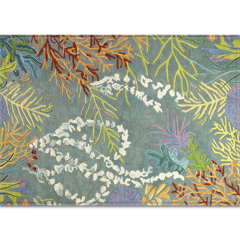 Multicolored Plants Print Rug Contemporary Natural Carpet Friendly Washable Carpet for Living Room