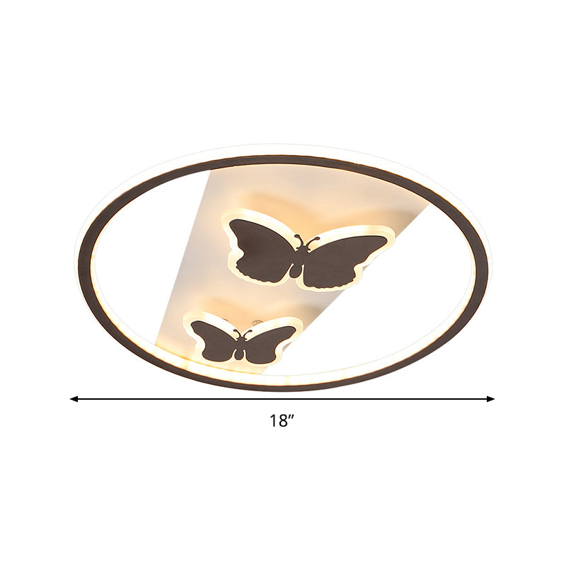 18.5"/23" Wide Butterfly Flush Mount Lamp Modern Acrylic Brown LED Ceiling Fixture in Warm Light/White Light/Remote Control Stepless Dimming