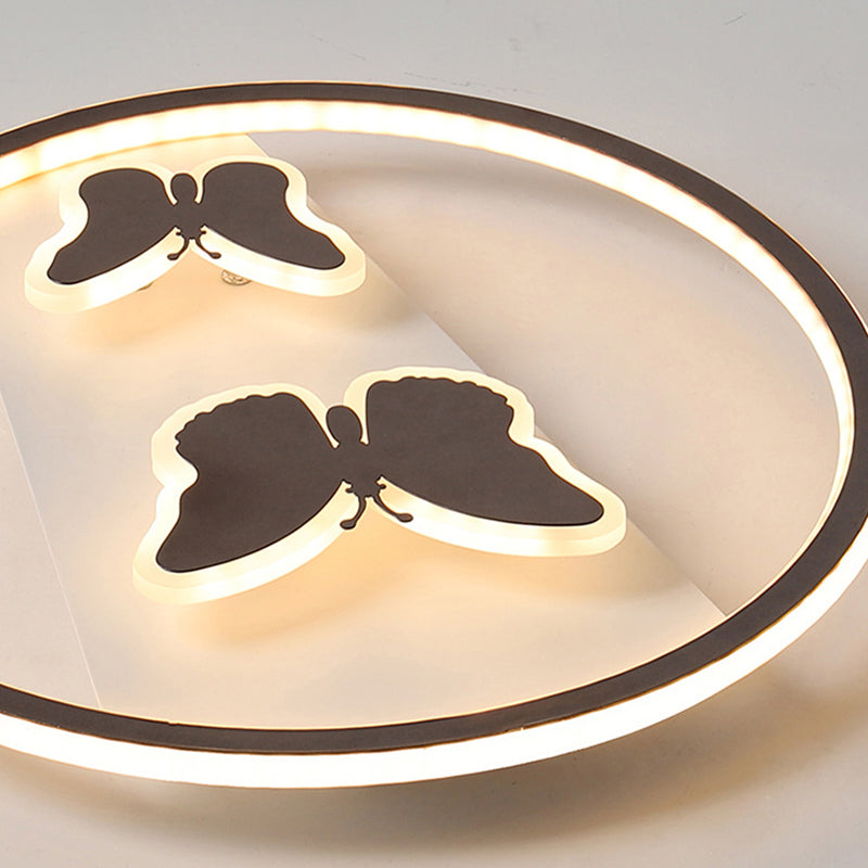 18.5"/23" Wide Butterfly Flush Mount Lamp Modern Acrylic Brown LED Ceiling Fixture in Warm Light/White Light/Remote Control Stepless Dimming