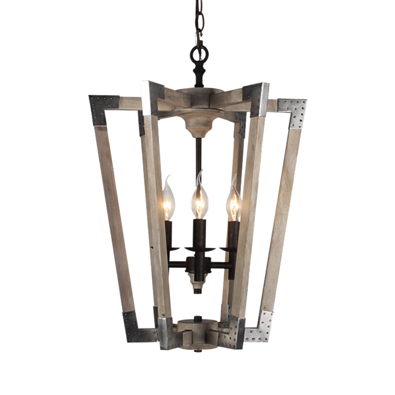 Modernismo Candelier de techo cónico blanco/beige/madera oscura 3 cabezas livianas colgantes para dormitorio