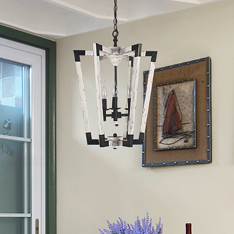 Modernismo Candelier de techo cónico blanco/beige/madera oscura 3 cabezas livianas colgantes para dormitorio
